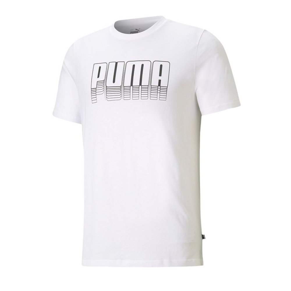 PUMA T-Shirt Men's Cotton Logo Graphic Tee Crewneck Short Sleeve Knit White